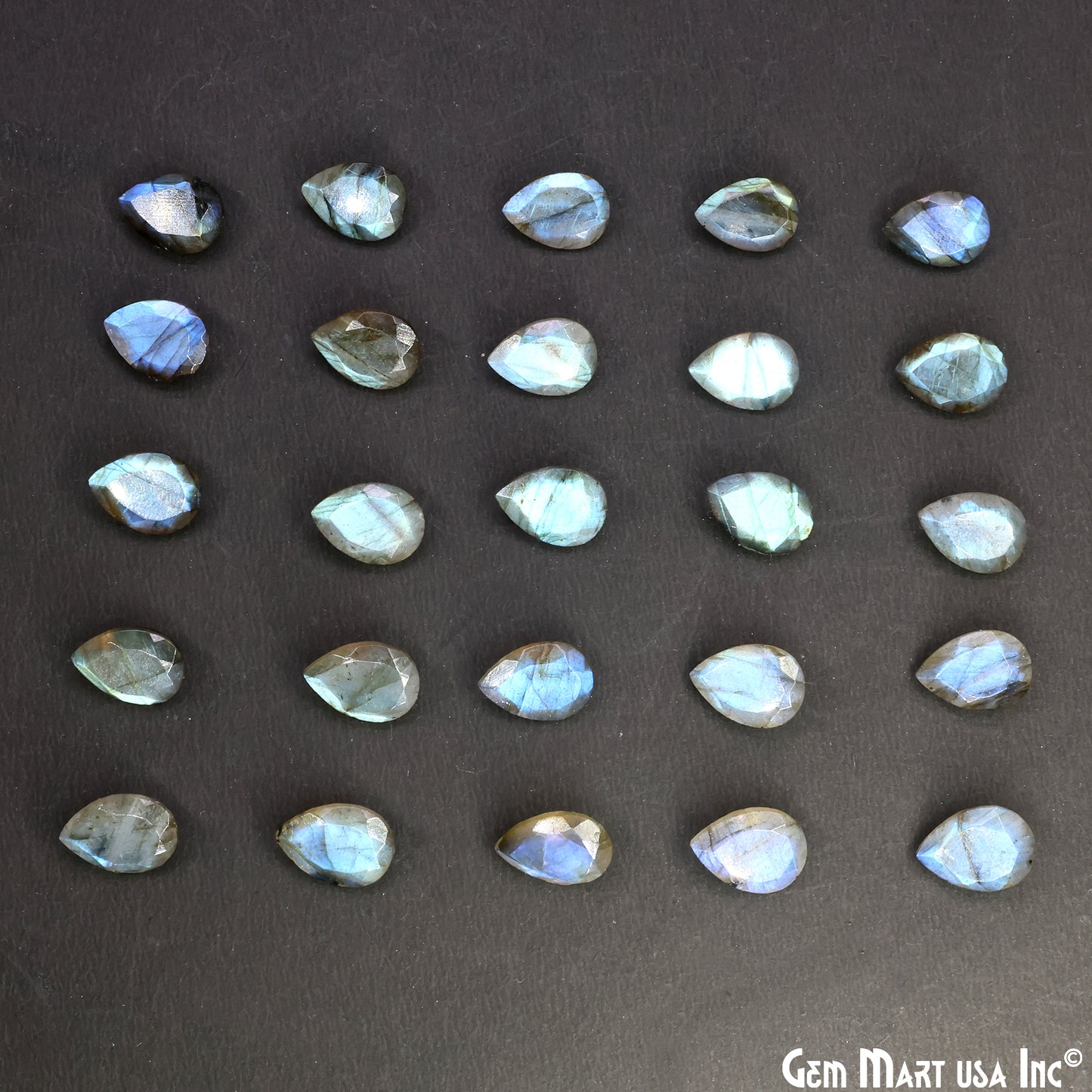 Labradorite Wholesale Gemstones, 100% Natural Semi-Precious Gems, Blue Flash Faceted Loose Gems, 10x14mm, Pears, 2PC Lot