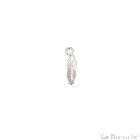 Feather Leaf Shape Laser Finding Silver Plated 13x4.2mm Charm For Bracelets & Pendants