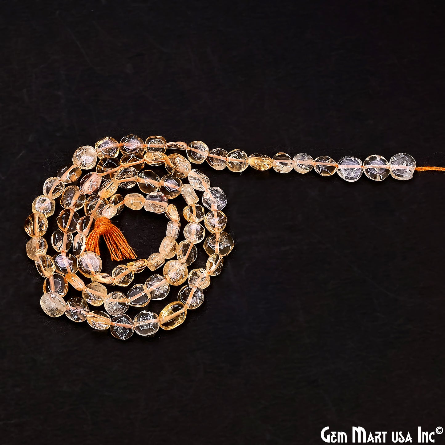 Golden Rutile Tumble Beads Free Form Drilled Beads 8X5mm Waist Beads, Rondelle Bead Strand 13 Inch