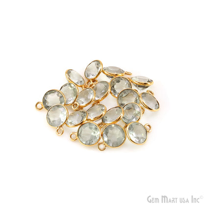 Round 8mm Brilliant Cut Gold Plated Bezel Single Bail Gemstone Connector