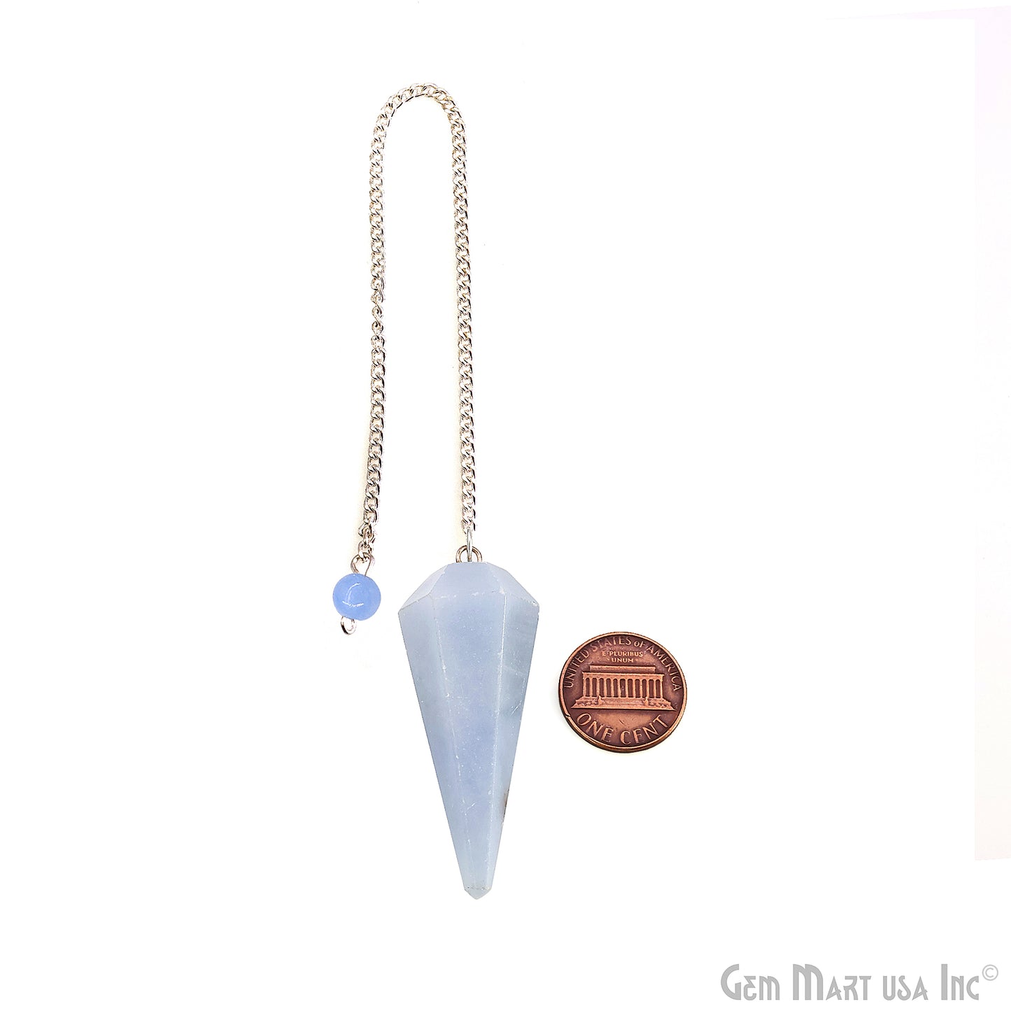 Gemstone Pendulum Silver Healing Dowsing Pointed Pendant 48x19MM