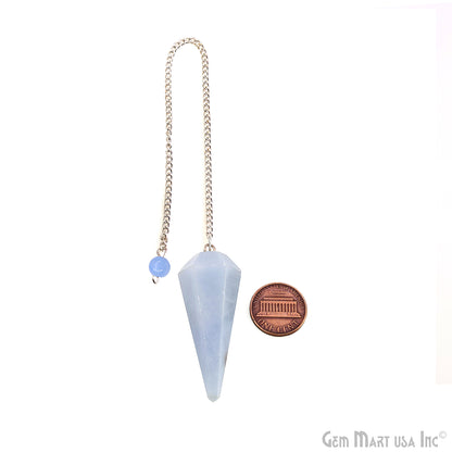 Gemstone Pendulum Silver Healing Dowsing Pointed Pendant 48x19MM