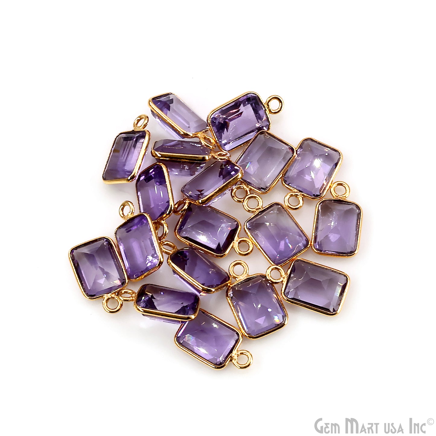 Amethyst Octagon 7x9mm Brilliant Cut Gold Plated Bezel Single Bail Gemstone Connector
