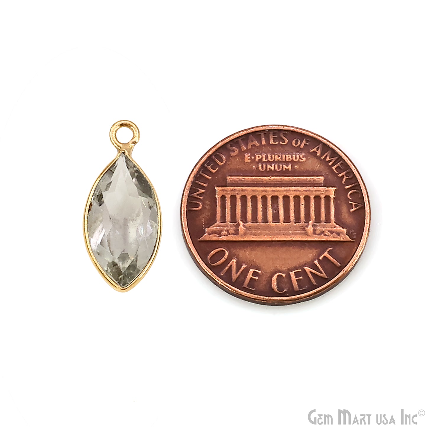 Marquise 7x14mm Brilliant Cut Gold Plated Bezel Single Bail Connector