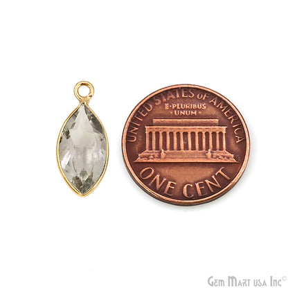 Marquise 7x14mm Brilliant Cut Gold Plated Bezel Single Bail Connector