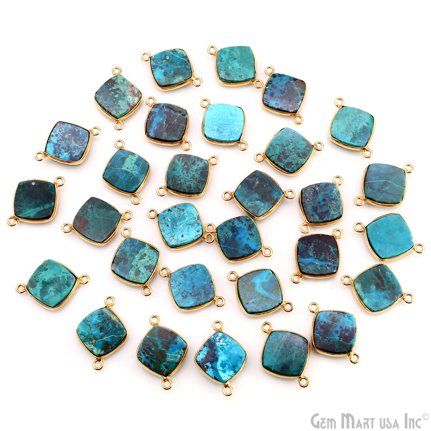 Cushion 14mm Double Bail Gold Bezel Gemstone Connector