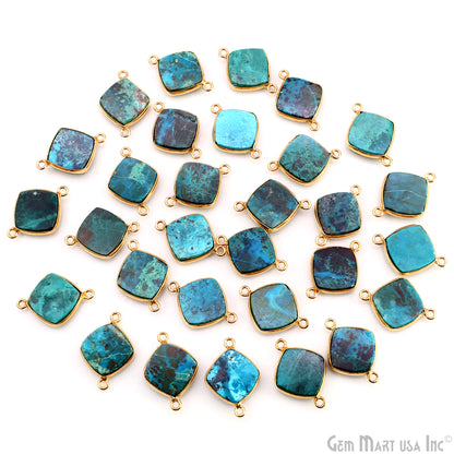 Cushion 14mm Double Bail Gold Bezel Gemstone Connector