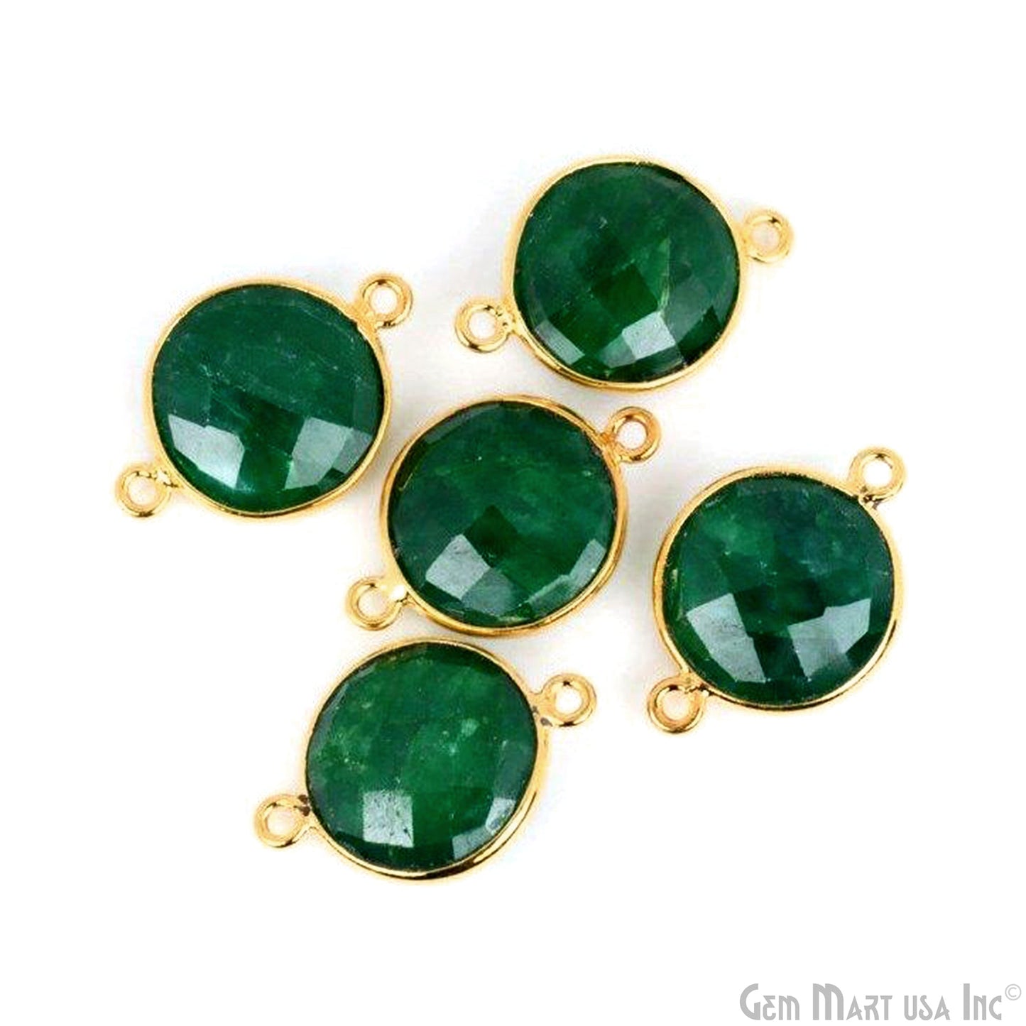 Round 10mm Double Bail Gold Bezel Gemstone Connectors