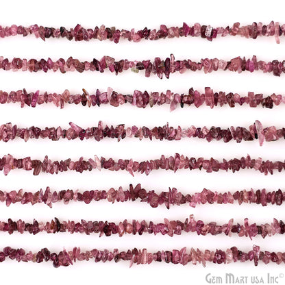 Pink Tourmaline Chip Beads, 34 Inch, Natural Chip Strands, Drilled Strung Nugget Beads, 3-7mm, Polished, GemmartUSA (CHTO-70001)