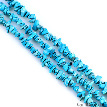 Turquoise Chip Beads, 34 Inch, Natural Chip Strands, Drilled Strung Nugget Beads, 3-7mm, Polished, GemMartUSA (CHTR-70001)