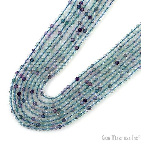 Blue Flourite Rondelle Beads, 13 Inch Gemstone Strands, Drilled Strung Nugget Beads, Faceted Round, 2-2.5mm