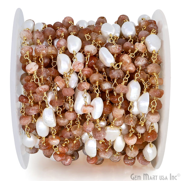 Sunstone 4-5mm & Pearl...