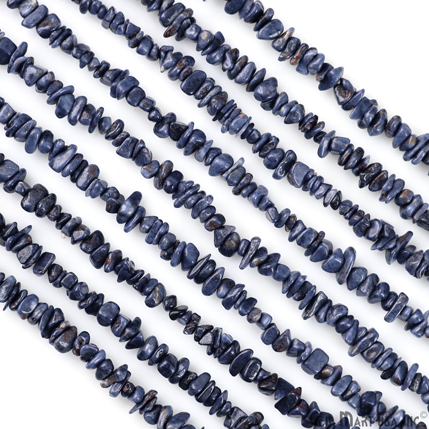 Sapphire Chip Beads, 34 Inch, Natural Chip Strands, Drilled Strung Nugget Beads, 3-7mm, Polished, GemMartUSA (CHSH-70001)