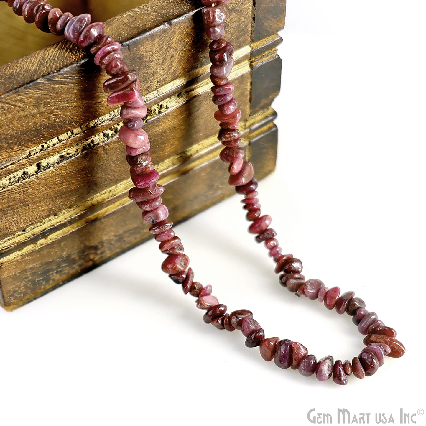 Ruby Chip Beads, 34 Inch, Natural Chip Strands, Drilled Strung Nugget Beads, 3-7mm, Polished, GemMartUSA (CHRB-70001)