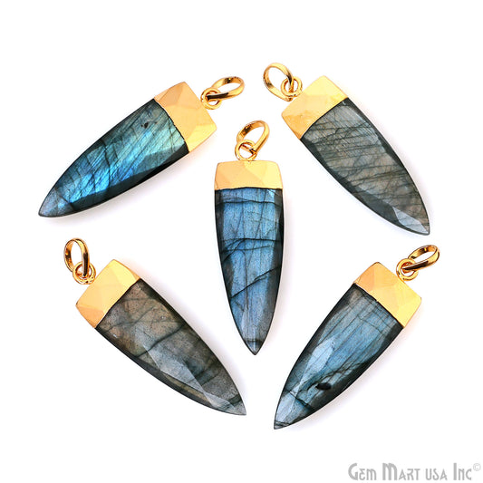 Labradorite Triangle 40x12mm Gold Single Bail Pendant