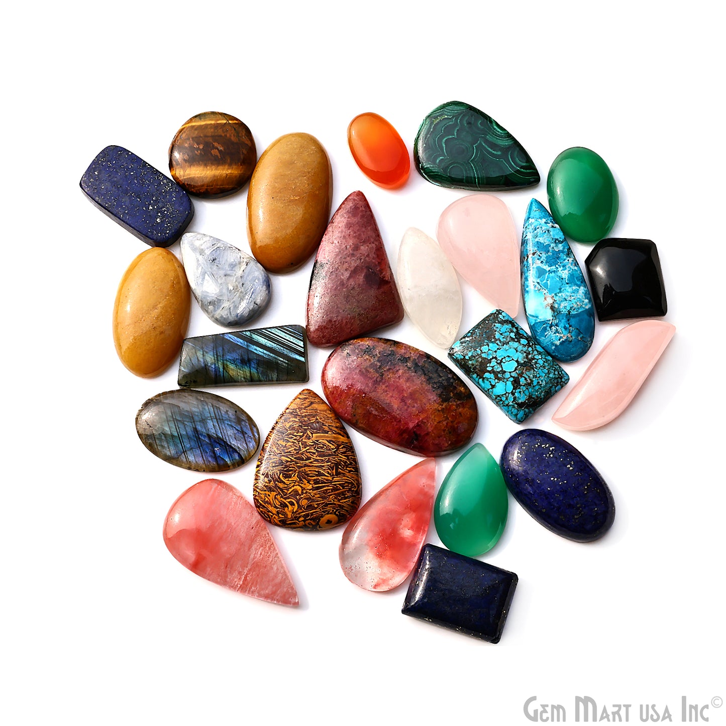 Mix Gems Lot Natural Cabochon Gemstones, Mix Lot Wholesale, Making Kit, GemMartUSA (MX)