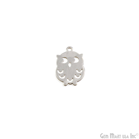 Owl Charm Laser Finding Silver Plated 14x10mm Charm For Bracelets & Pendants