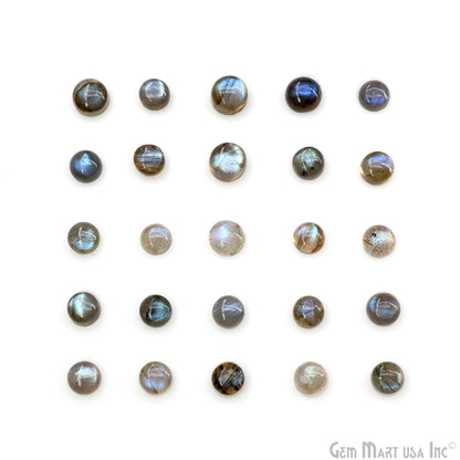 Labradorite Wholesale Gemstones, 100% Natural Semi-Precious Gems, Blue Flash Cabochon Loose Gems, 5mm, Round, 10PC Lot