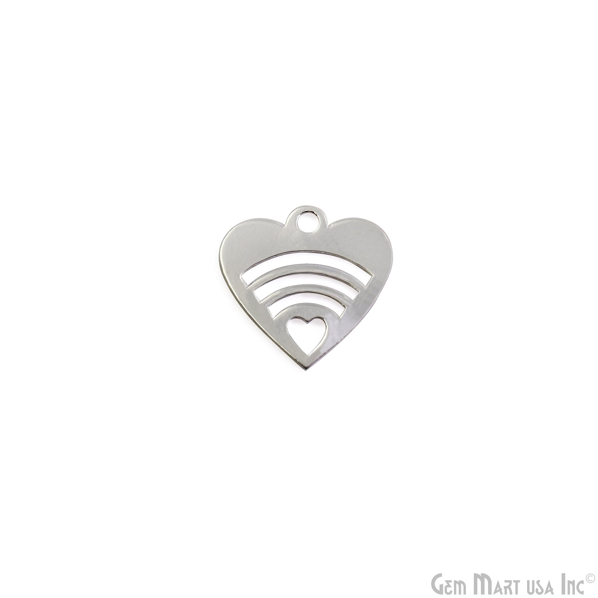 Heart Shaped 16mm Laser Finding Silver Plated Charm
