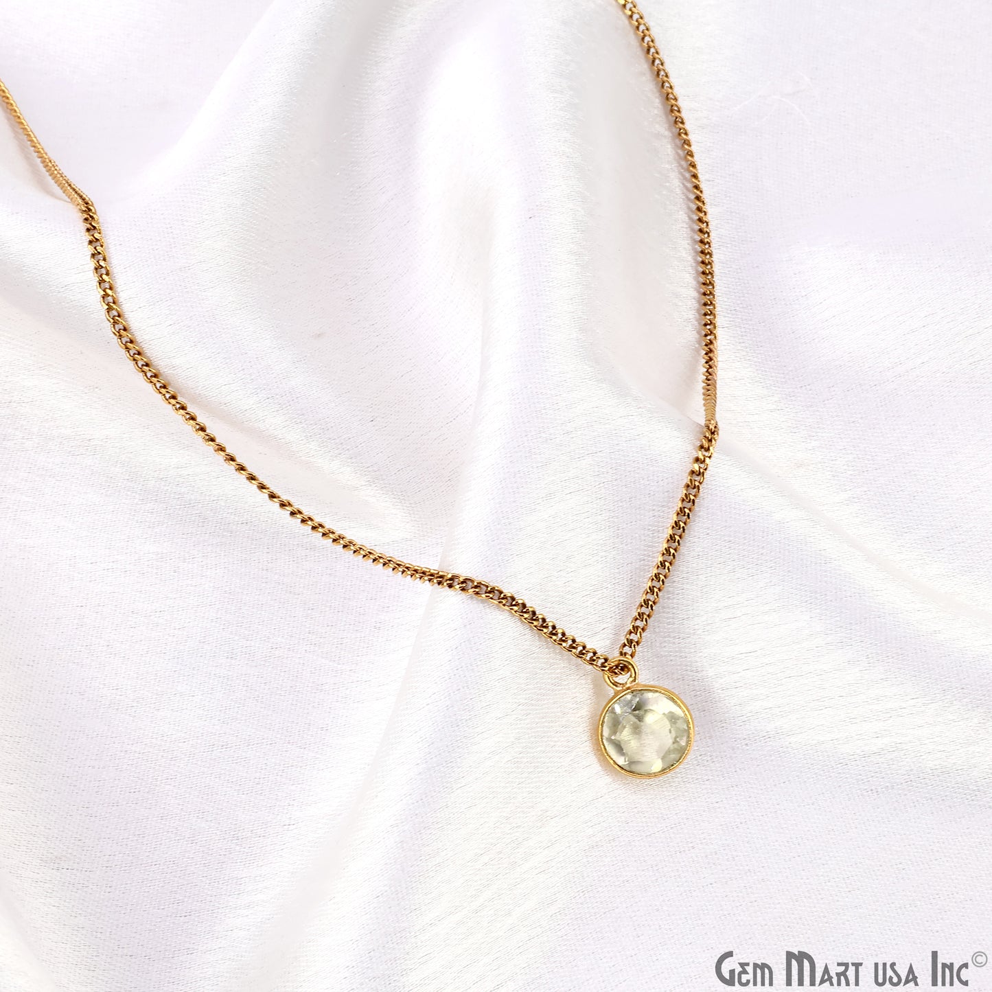 Round 8mm Brilliant Cut Gold Plated Bezel Single Bail Gemstone Connector