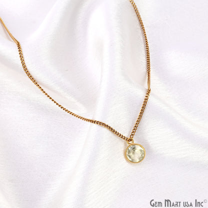 Round 8mm Brilliant Cut Gold Plated Bezel Single Bail Gemstone Connector