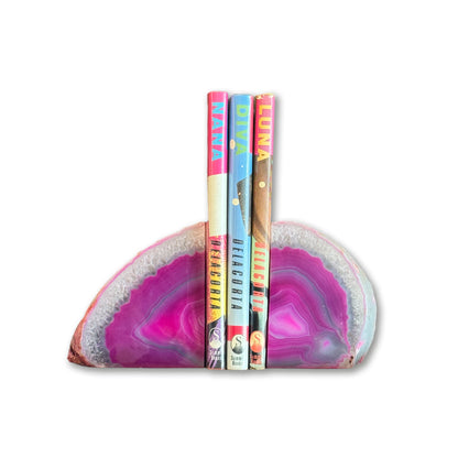 Natural Pink Agate Geode Bookend Pair (2-4lbs, 4-6inch) Home Decor *Ships Free