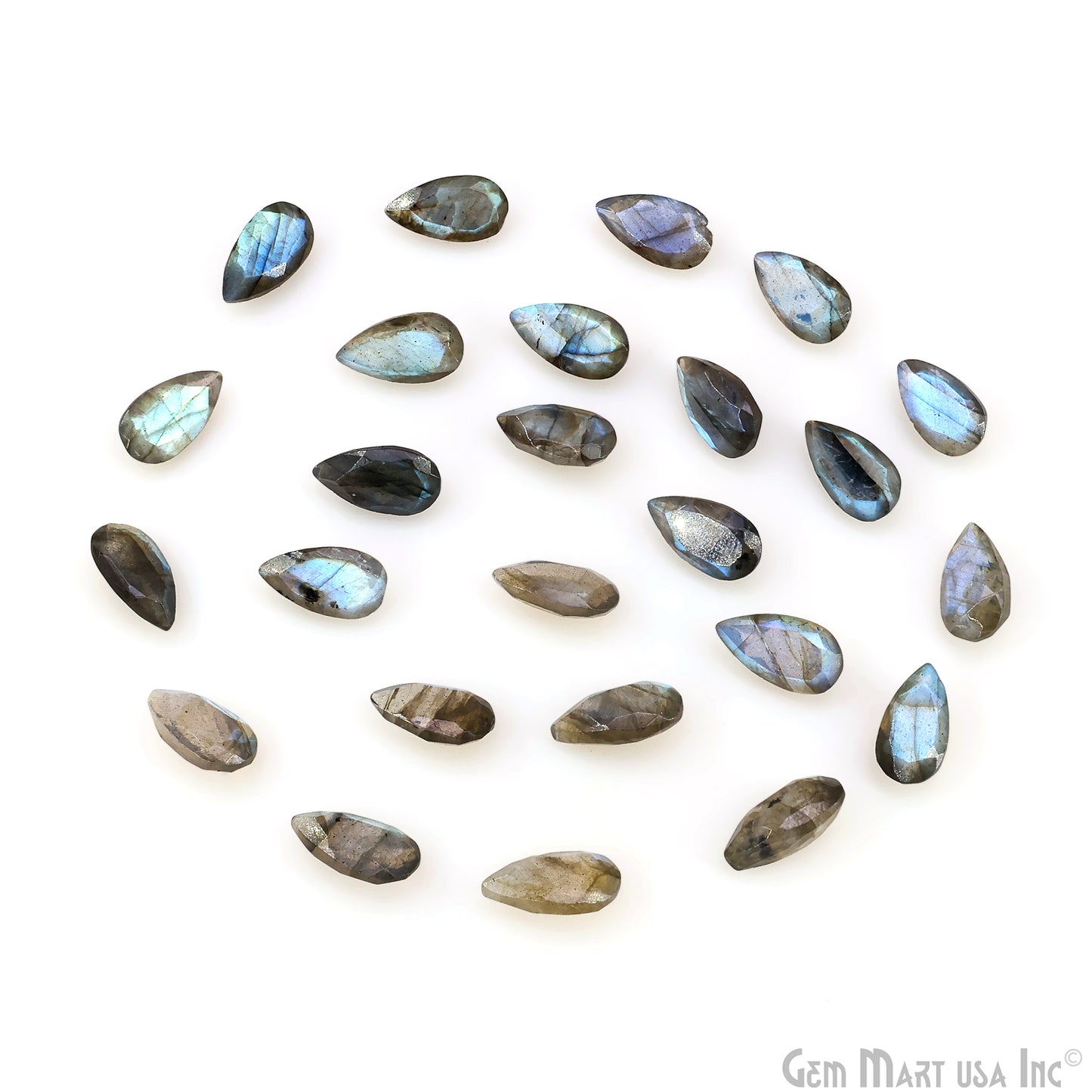 Labradorite Wholesale Gemstones, 100% Natural Semi-Precious Gems, Blue Flash Faceted Loose Gems, 7x13mm, Pears, 4PC Lot