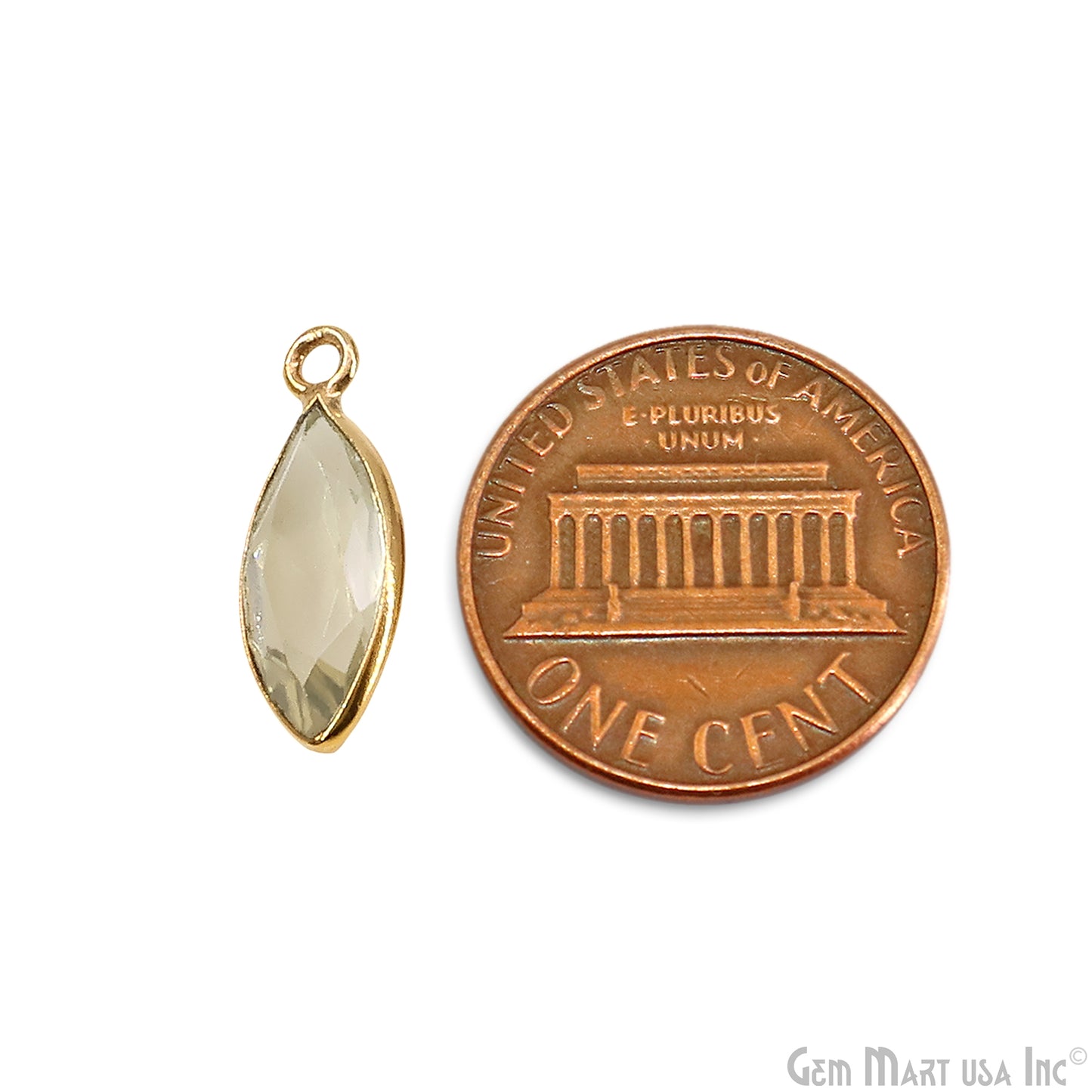 Marquise 7x14mm Brilliant Cut Gold Plated Bezel Single Bail Connector