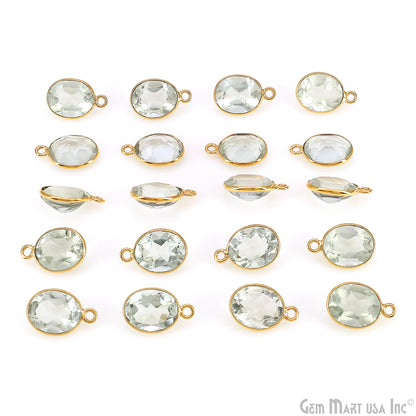 Oval 9x11mm Brilliant Cut Gold Plated Bezel Single Bail Connector