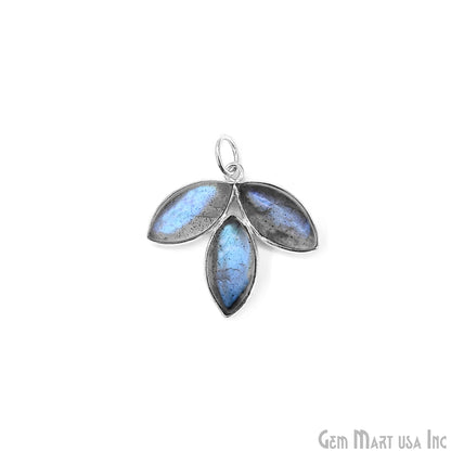 Labradorite Flower 25x23mm Single Bail Chandelier Finding Component