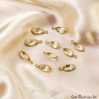 Marquise 6x12mm Brilliant Cut Gold Plated Bezel Single Bail Connector