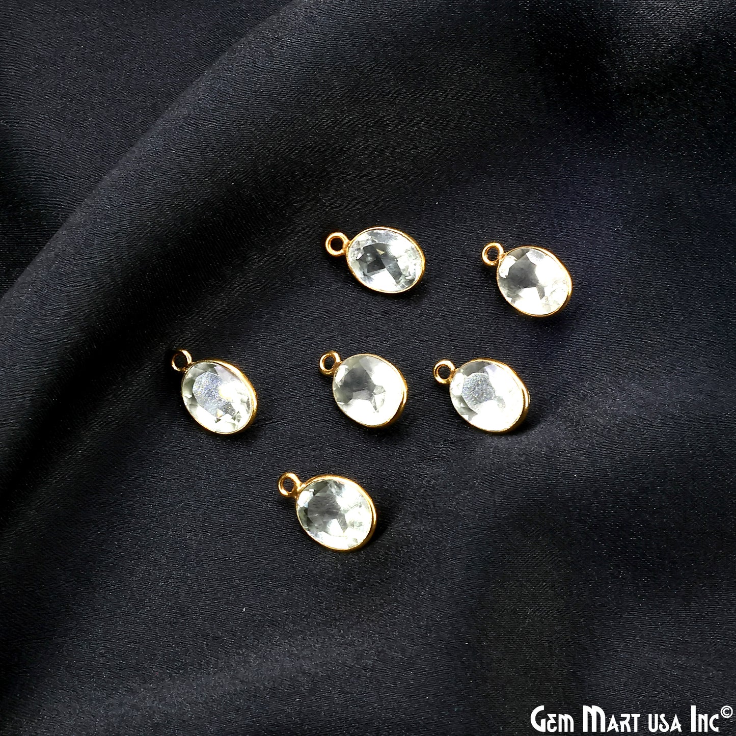 Oval 8x10mm Brilliant Cut Gold Plated Bezel Single Bail Connector