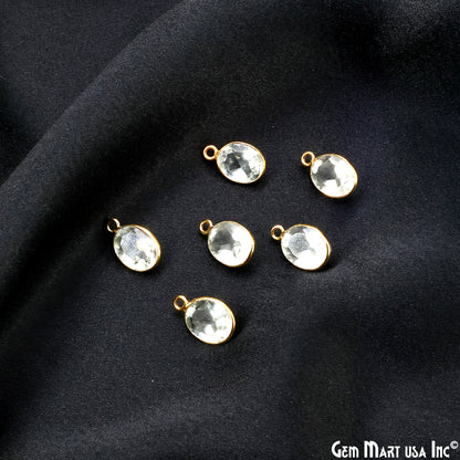 Oval 8x10mm Brilliant Cut Gold Plated Bezel Single Bail Connector