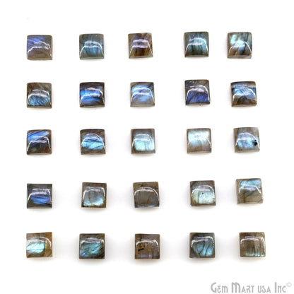 Labradorite Wholesale Gemstones, 100% Natural Semi-Precious Gems, Blue Flash Cabochon Loose Gems, 10mm, Square, 4PC Lot
