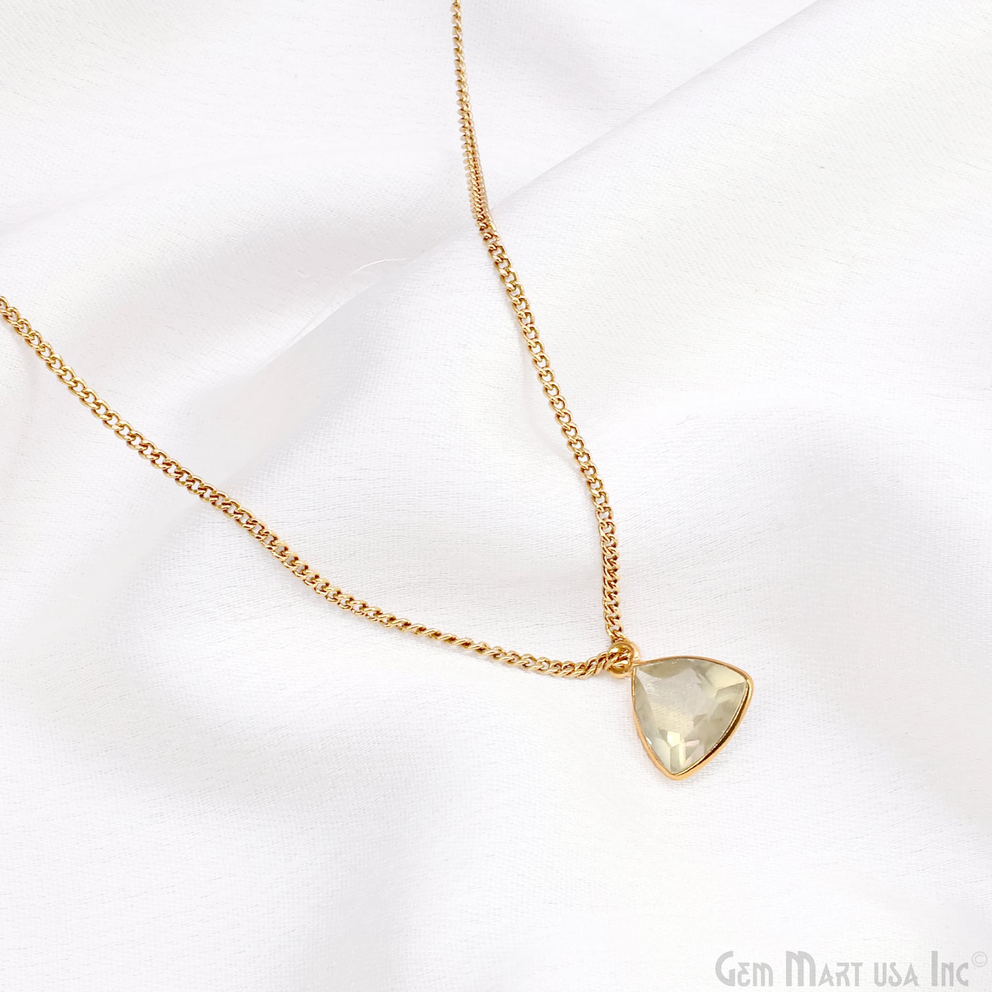 Lemon Topaz Trillion 10mm Brilliant Cut Gold Plated Bezel Single Bail Gemstone Connector