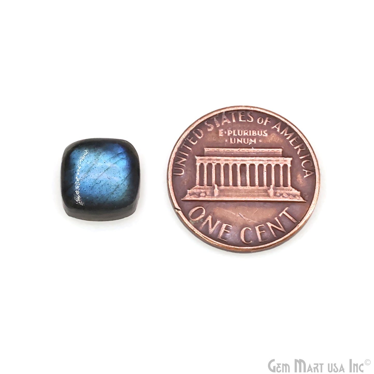 Labradorite Wholesale Gemstones, 100% Natural Semi-Precious Gems, Blue Flash Cabochon Loose Gems, 10mm, Cushion, 4PC Lot