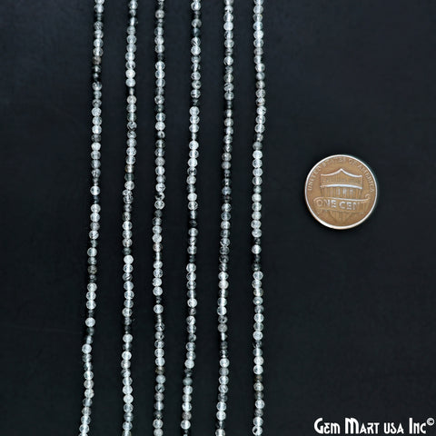 Rutilated Rondelle Beads, 13 Inch Gemstone Strands, Drilled Strung Nugget Beads, Faceted Round, 2-2.5mm