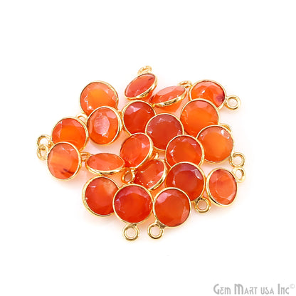 Round 7mm Brilliant Cut Gold Plated Bezel Single Bail Gemstone Connector