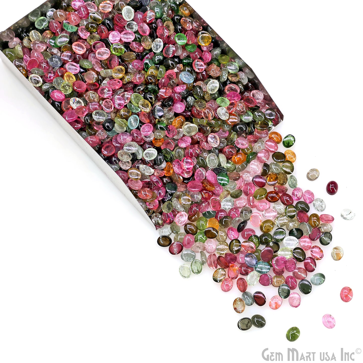 Multi Tourmaline Wholesale Gemstones, 100% Natural Semi-Precious Gems, Multi Color Cabochons Loose Gems, 4x5mm, Oval, 5 Carats