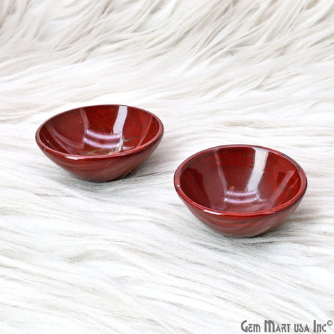 Natural Red Jasper Mini Carved Gemstone Bowl Cup 2 inch