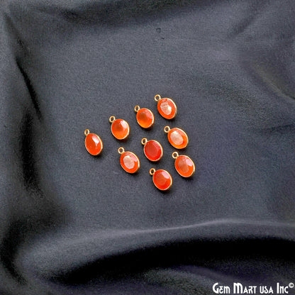 Oval 8x10mm Brilliant Cut Gold Plated Bezel Single Bail Connector