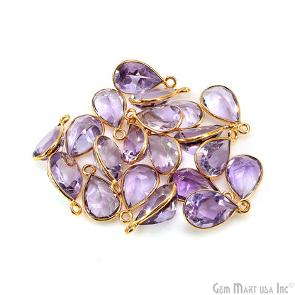 Pears 8x12mm Brilliant Cut Gold Plated Bezel Single Bail Gemstone Connector