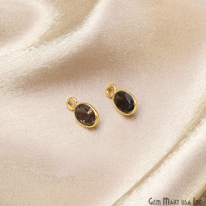 Oval 7x5mm Brilliant Cut Gold Plated Bezel Single Bail Connector