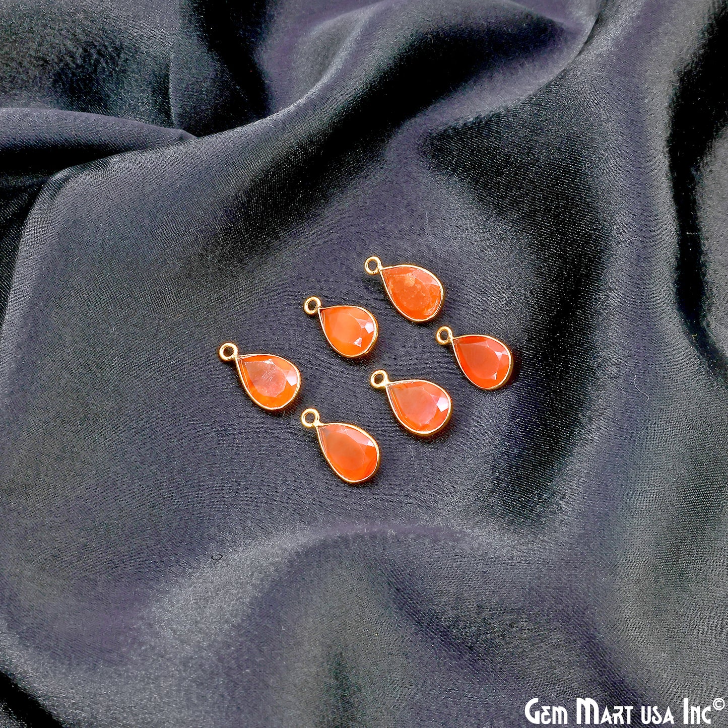 Pears 8x12mm Brilliant Cut Gold Plated Bezel Single Bail Gemstone Connector