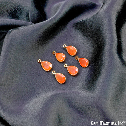 Pears 8x12mm Brilliant Cut Gold Plated Bezel Single Bail Gemstone Connector