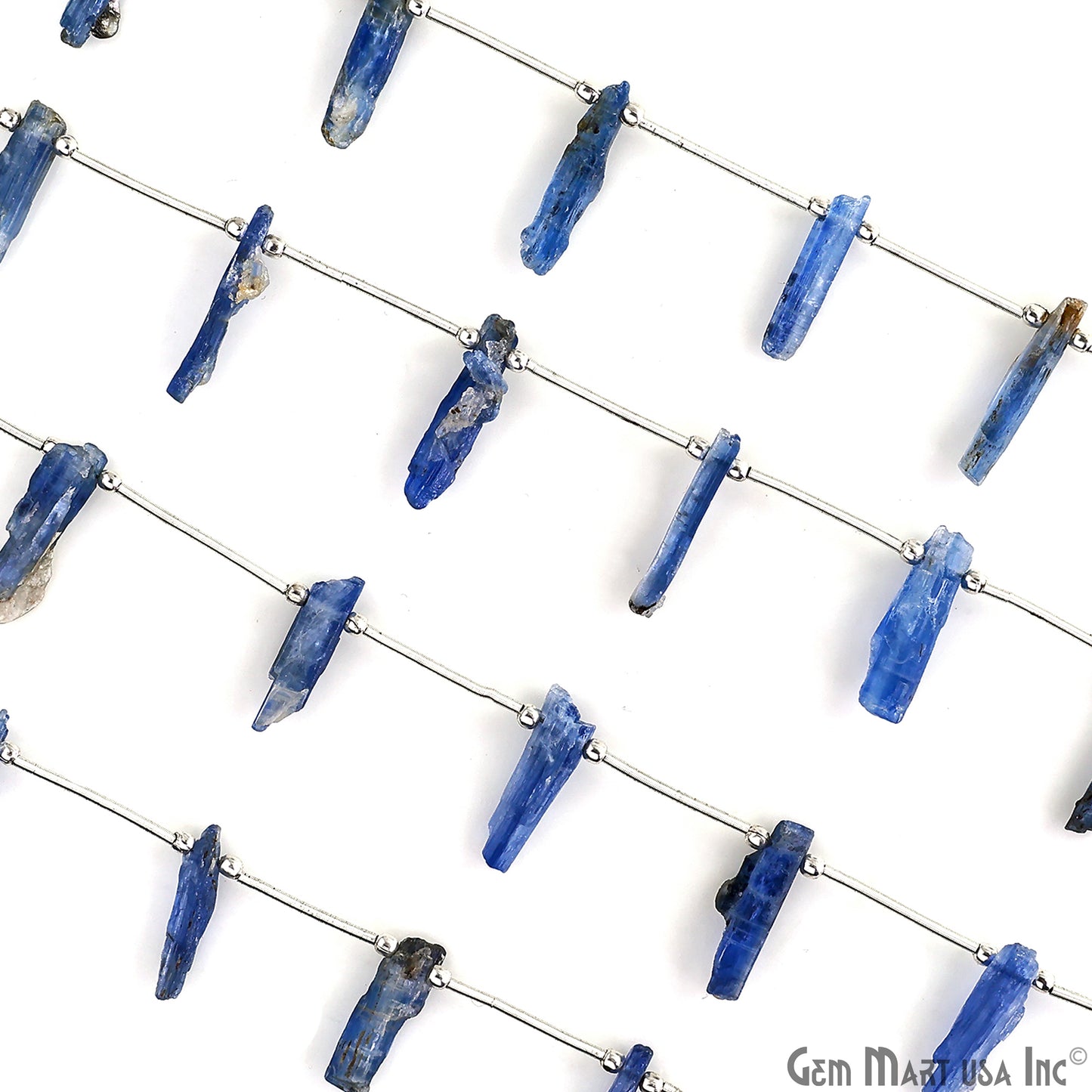 Kyanite Rough Beads, 9.5 Inch Gemstone Strands, Drilled Strung Briolette Beads, Free Form, 12x20mm