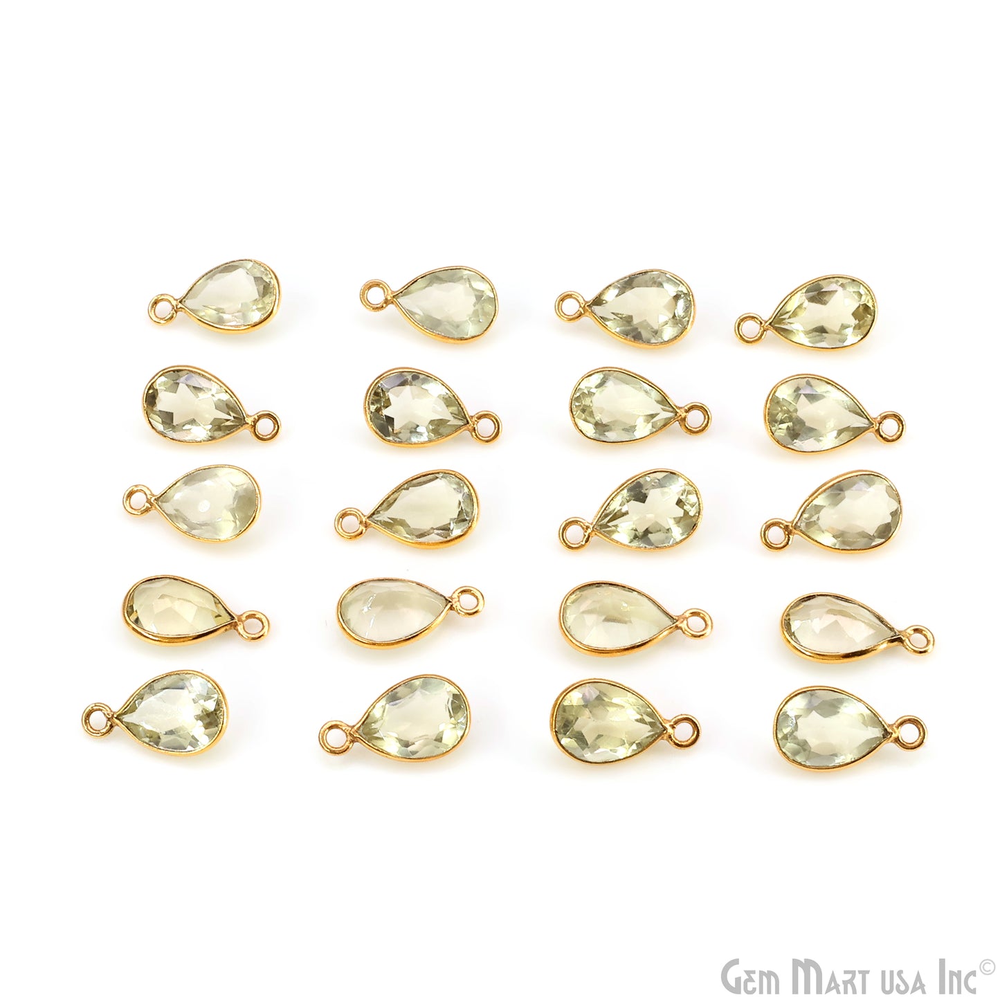 Pears 7x10mm Brilliant Cut Gold Plated Bezel Single Bail Connector