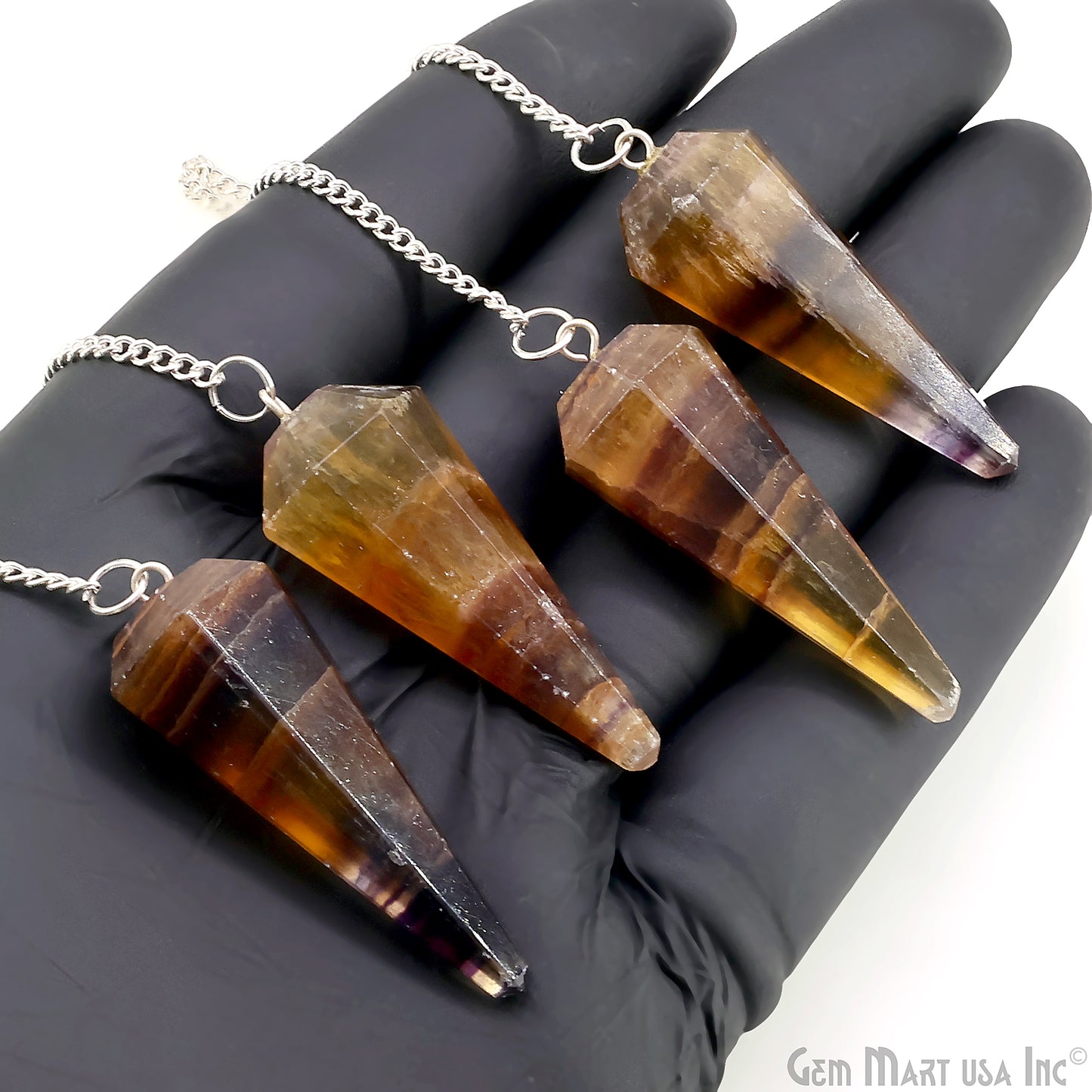 Gemstone Pendulum Silver Healing Dowsing Pointed Pendant 48x19MM