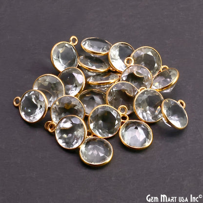 Round 10mm Brilliant Cut Gold Plated Bezel Single Bail Gemstone Connector