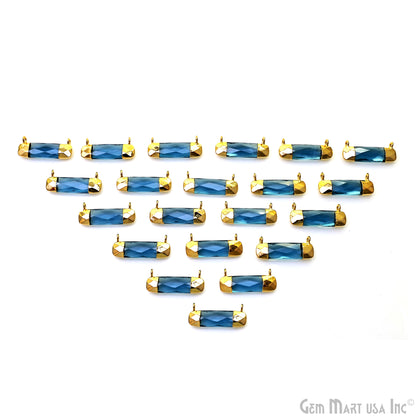 Iolite Rectangle 28x12mm Gold Electroplated Cat Bail Connector